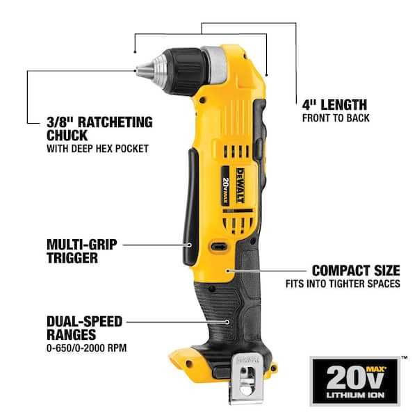 Best right angle drill for tight spaces 2. DEWALT DCD740C1 Right Angle Drill Kit