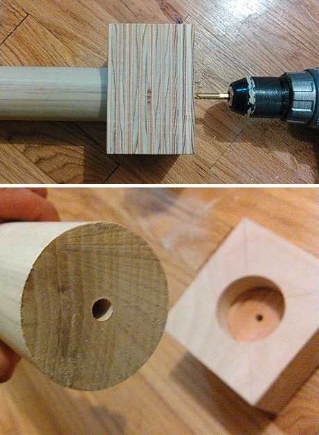 How to accurately drill a hole in the center of a rod 2. Workbench with holes