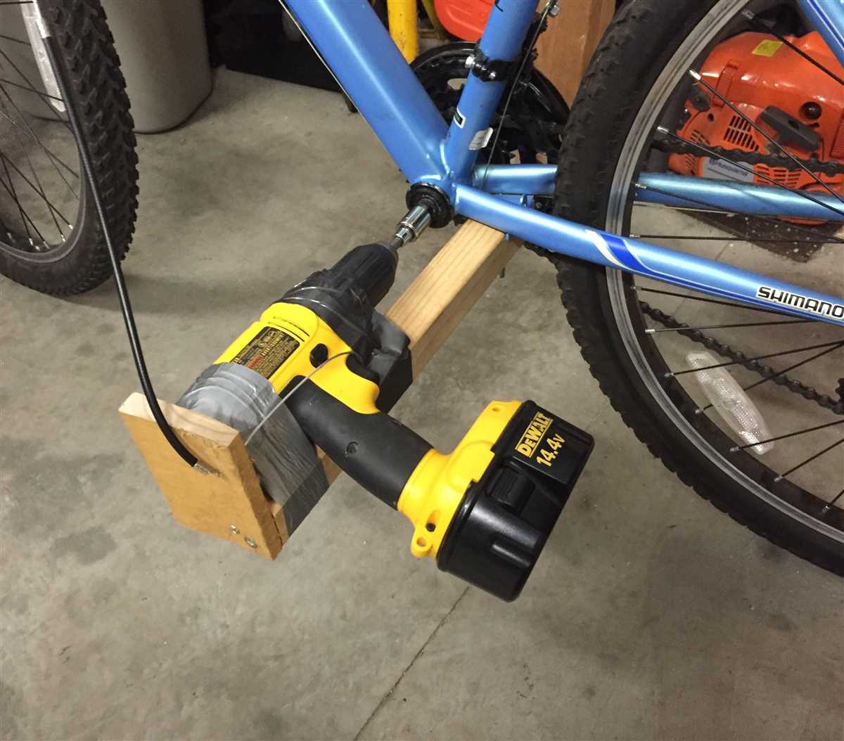 4. Start the motorized bicycle using the drill